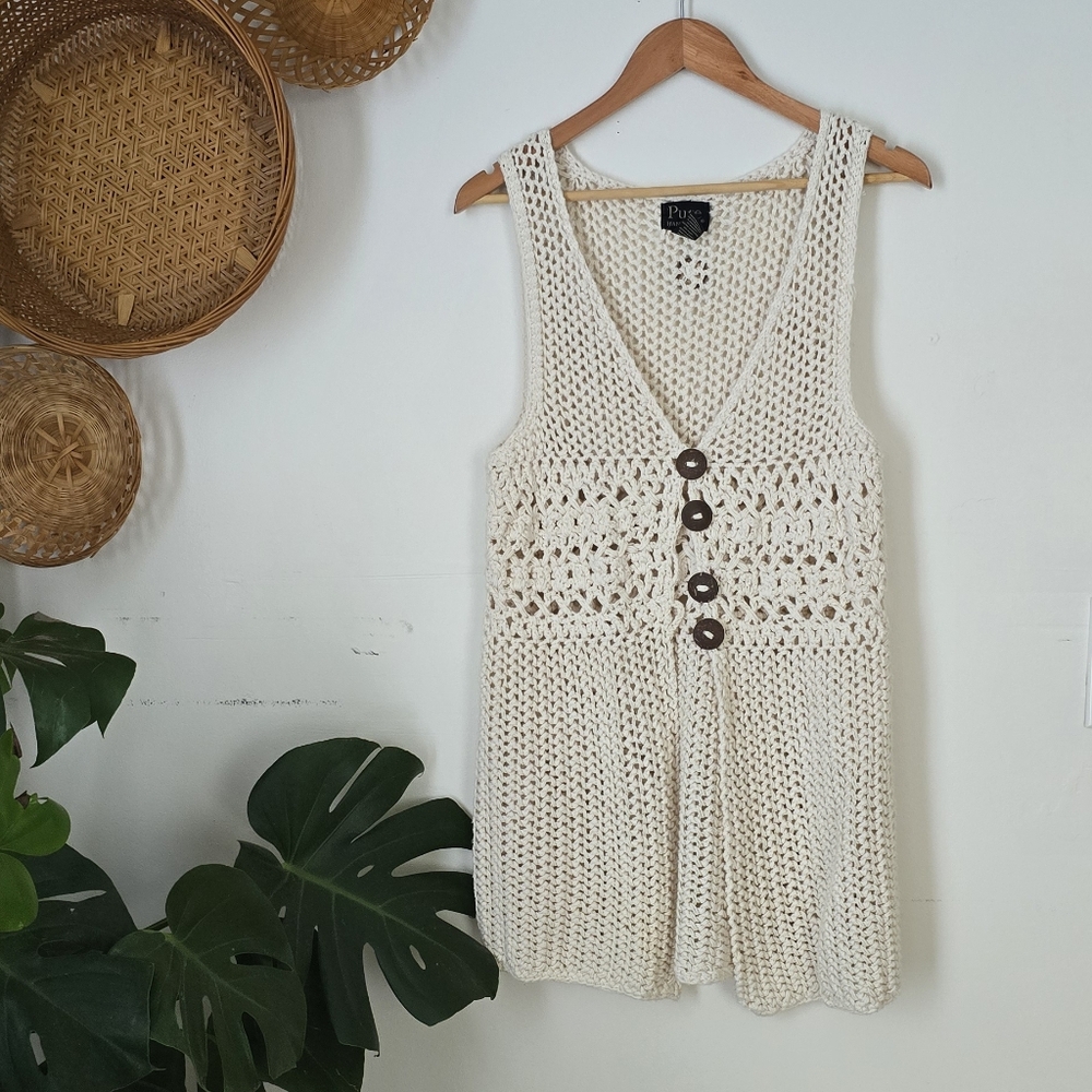 Pur Cream Knit Vest with Button Detail